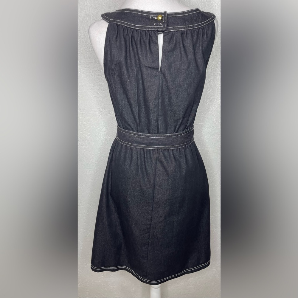 Emma & Michele Dark Denim Belted Midi Sleeveless Dress Casual Summer Size 8 - Picture 11 of 15